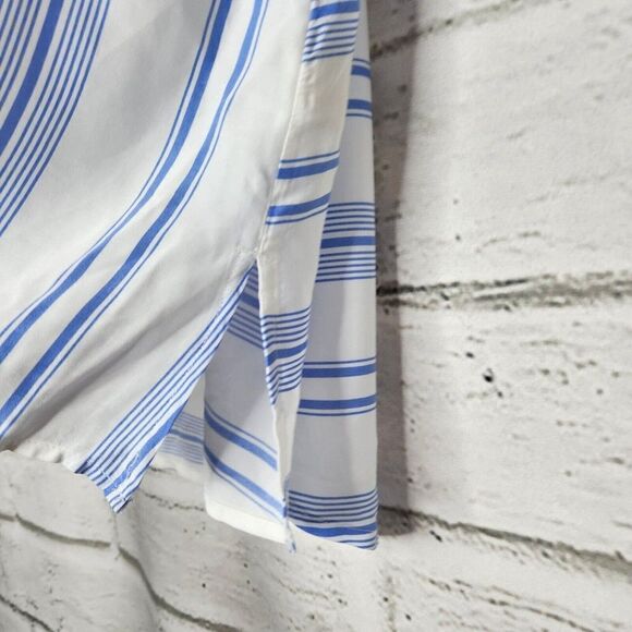 Soft Surroundings Womens XS Petite Button Front Top Blue White Oversized Blouse - Picture 6 of 10